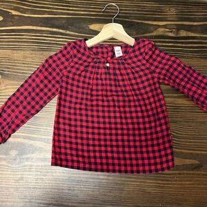 OshKosh B'gosh Red and Navy Plaid Kids Blouse Size 4T